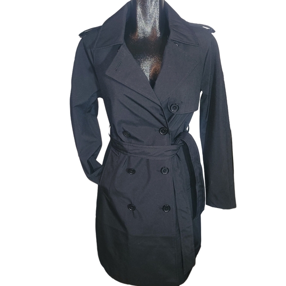 Guess Black Mid-length Belted Trench Coat XS - Picture 1 of 7